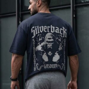 Quattro Collezione Oversized Navy Blue Grey Circle T-Shirt