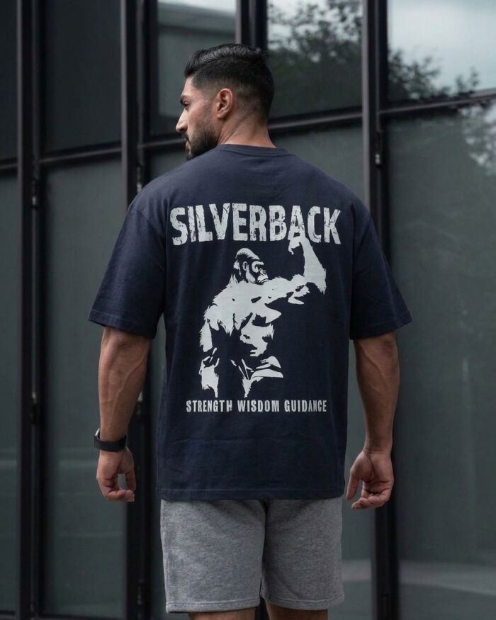 Quattro Collezione Oversized Navy Blue White Circle T-Shirt