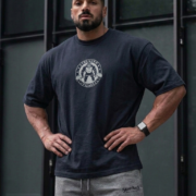 Quattro Collezione Oversized Navy Blue Grey Circle T-Shirt
