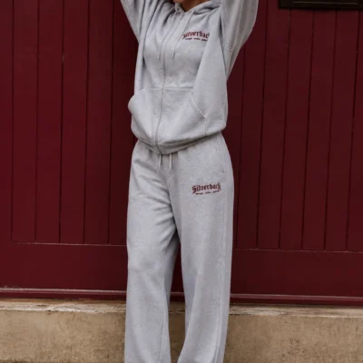 Grey & Burgundy Essential Women’s Zipped Hoodie