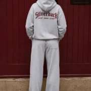 Grey & Burgundy Essential Womens Straight-Leg Joggers