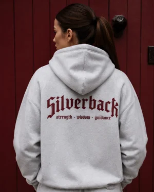 Grey & Burgundy Essential Women’s Zipped Hoodie