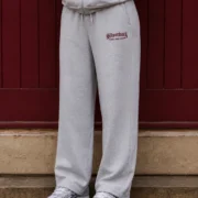 Grey & Burgundy Essential Womens Straight-Leg Joggers