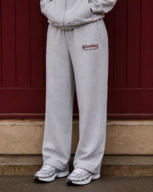 Grey & Burgundy Essential Womens Straight-Leg Joggers
