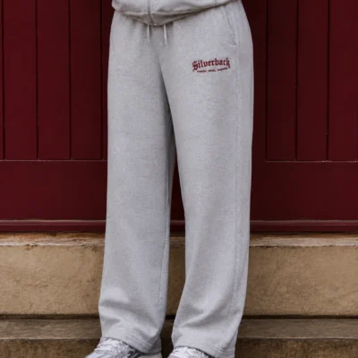 Grey & Burgundy Essential Womens Straight-Leg Joggers
